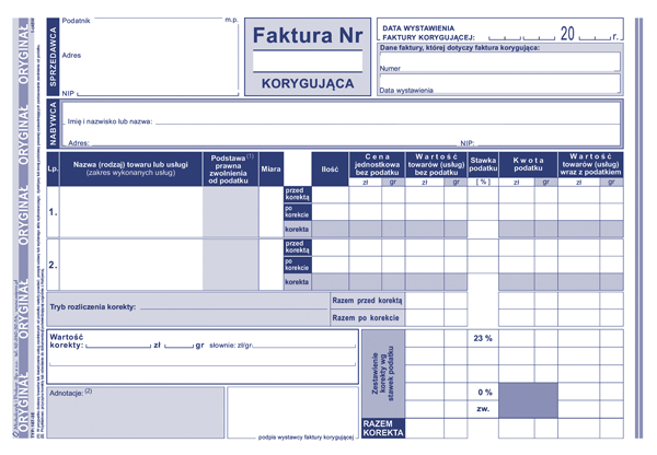 Galeria - 107-3E Faktura korygująca