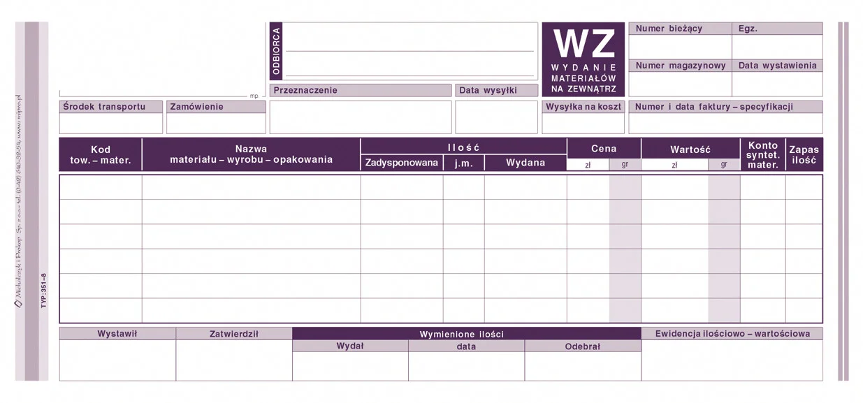 Galeria - 351-8 WZ Wydanie materiałów na zewnątrz
