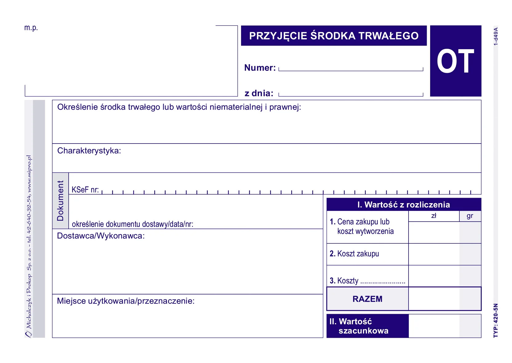 Galeria - 420-5N OT przyjęcie środka trwałego