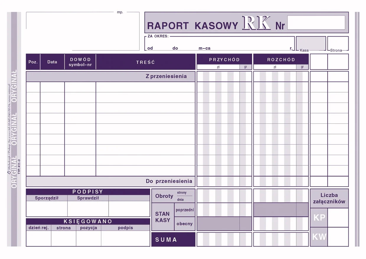 Galeria - 411-3 Raport kasowy