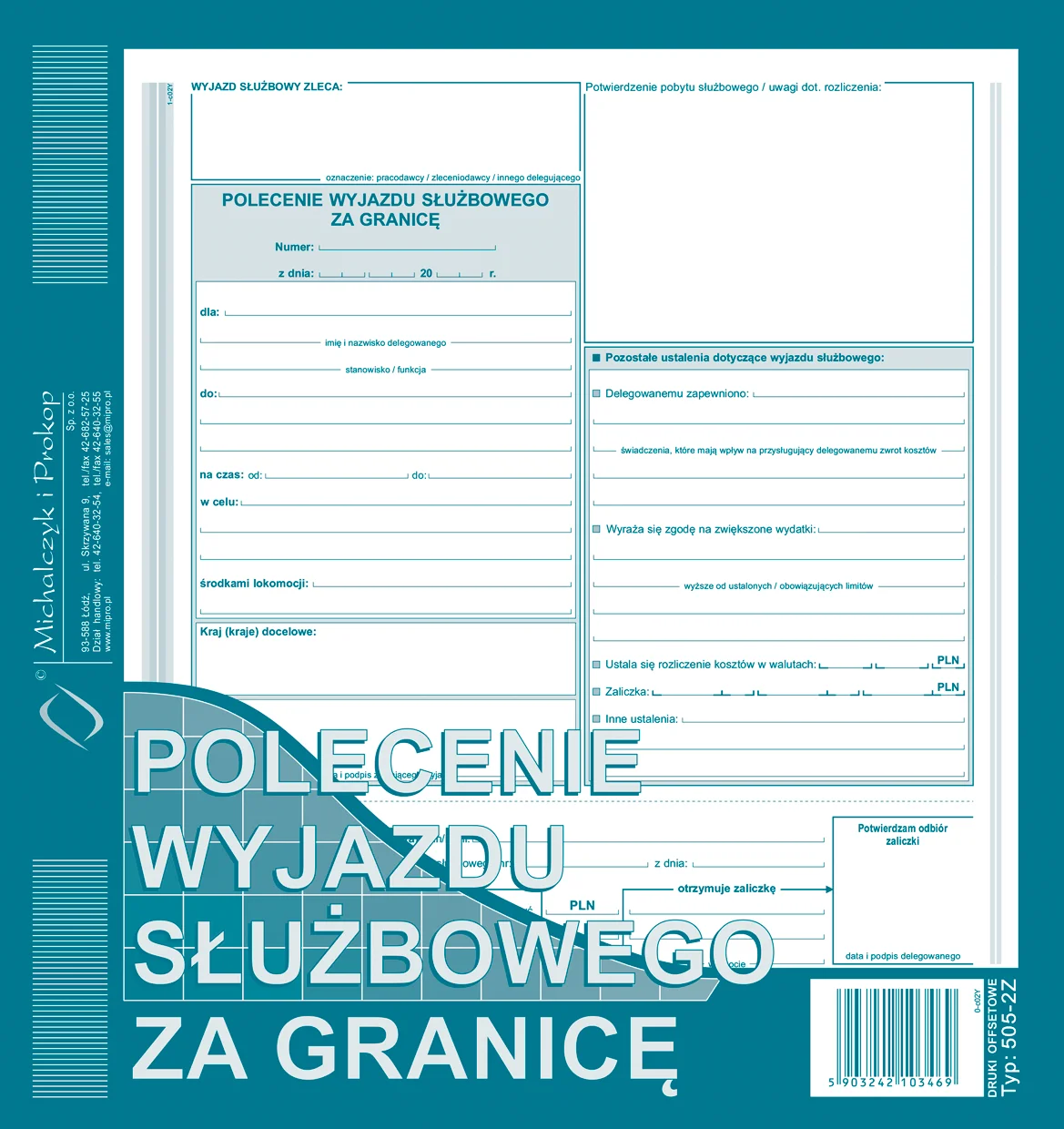 505-2Z Polecenie wyjazdu służbowego za granicę