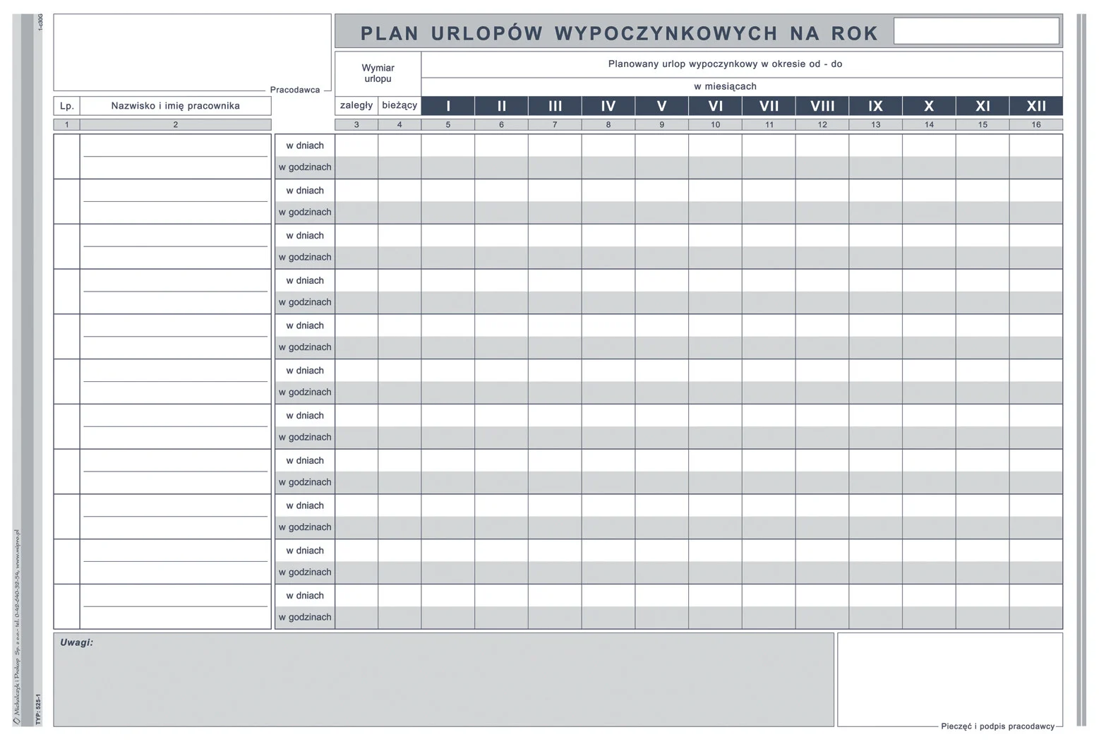 Galeria - 525-1 Plan urlopów wypoczynkowych