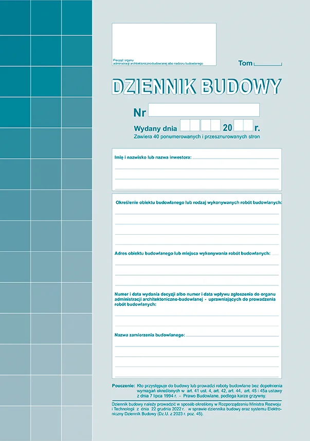 603-1Z Dziennik budowy