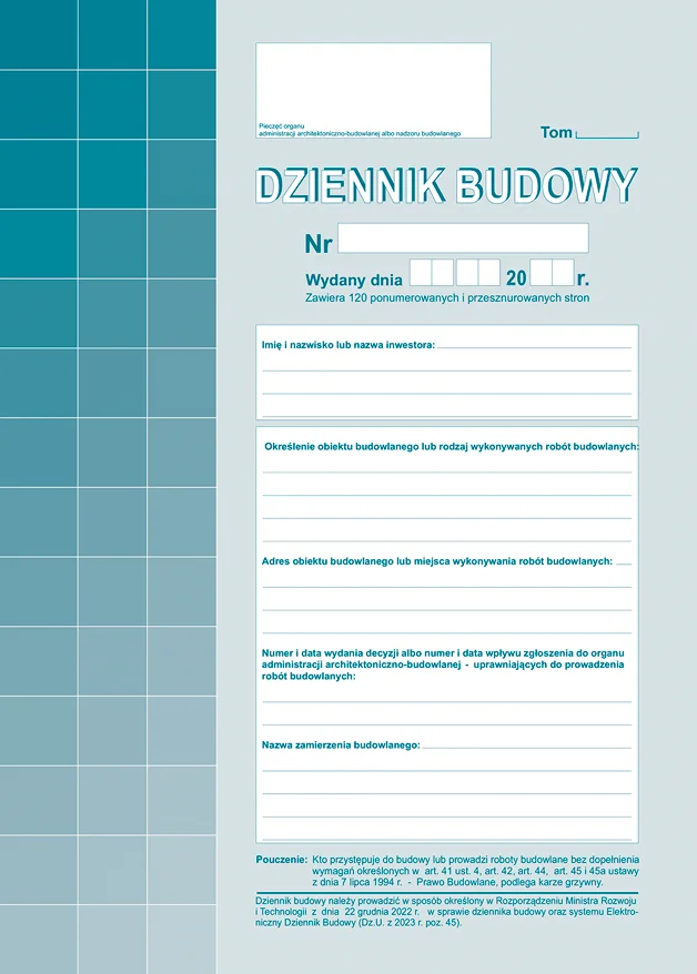603-2Z Dziennik budowy