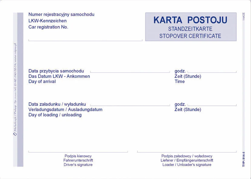 Galeria - 814-5 Karta postoju
