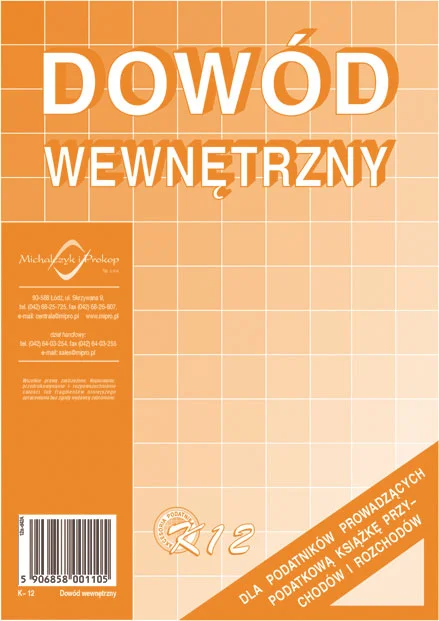 K12 Dowód wewnętrzny (dla podatników prowadzących podatkową księgę przychodow i rozchodów)