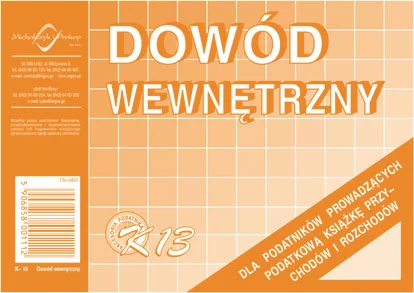 K13 Dowód wewnętrzny (dla podatników prowadzących podatkową księgę przychodów i rozchodów)