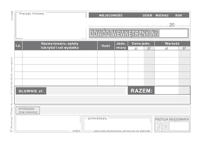 Galeria - K13 Dowód wewnętrzny (dla podatników prowadzących podatkową księgę przychodów i rozchodów)