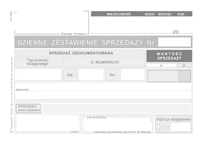 Galeria - K14 Dzienne zestawienie sprzedaży udokumentowanej dla podatników prowadzących podatkową księgę przychodów i rozchodów