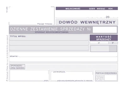Galeria - K15 Dzienne zestawienie sprzedaży nieudokumentowanej (dla podatników prowadzących podatkową księgę przychodów i rozchodów)