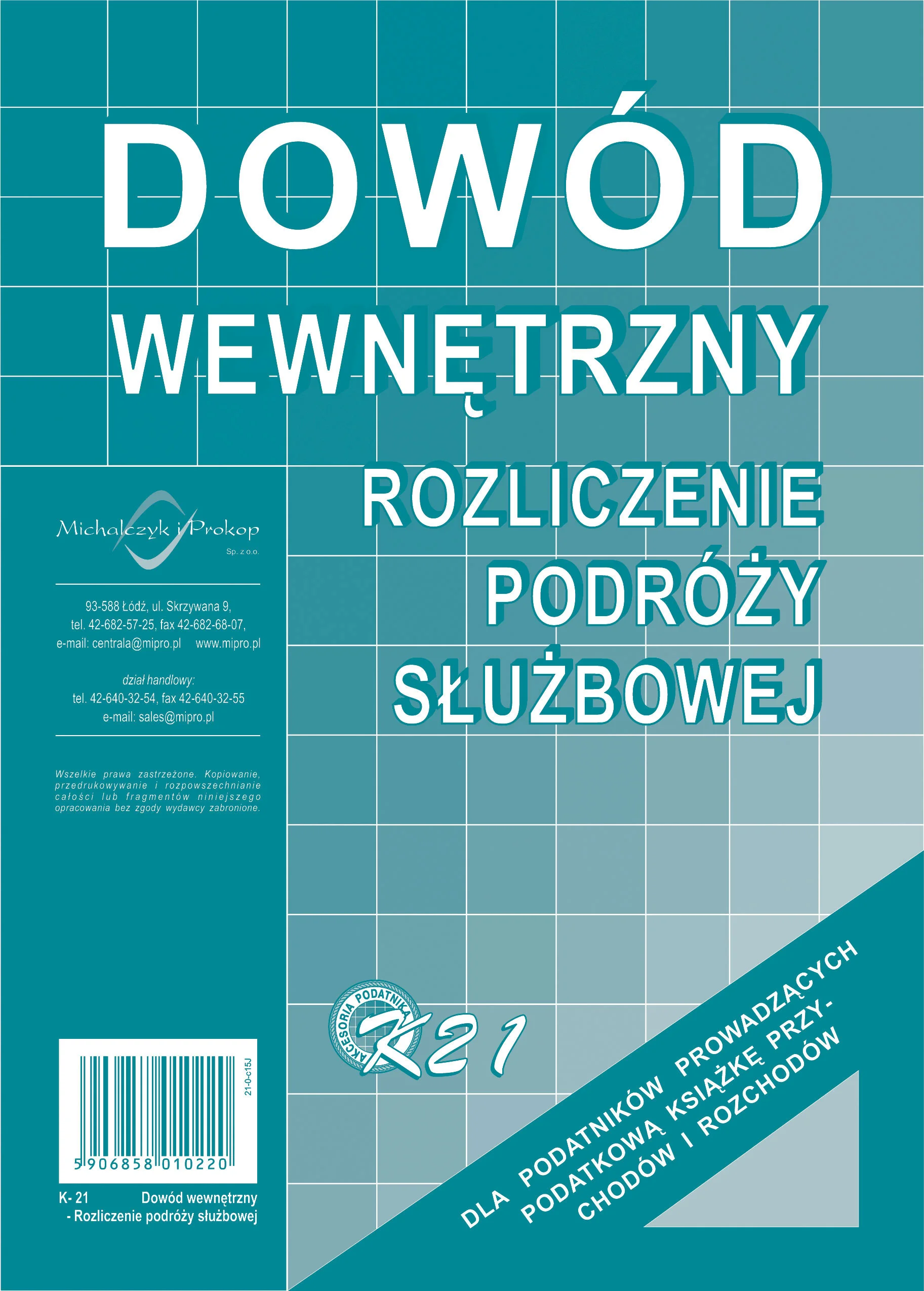 K21 Dowód wewnętrzny rozliczenie podróży służbowej
