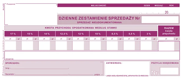 Galeria - R5h Dzienne zestawienie sprzedaży - nieudokumentowanej (dla podatników zryczałtowanego podatku dochodowego)