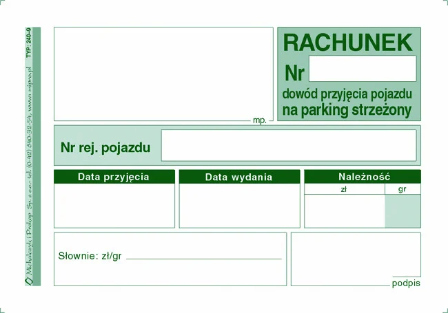 Galeria - 240-9 Rachunek dowód przyjęcia pojazdu na parking strzeżony