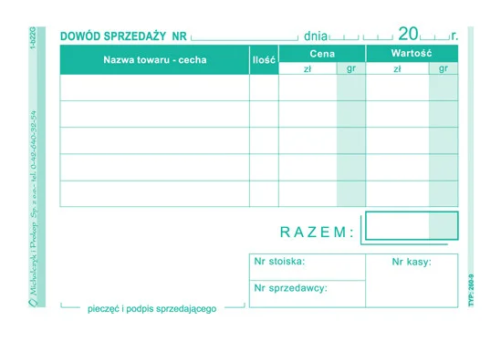 Galeria - 260-9 Dowód sprzedaży (paragon)